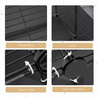 PawHut DIY Pet Playpen with Door Bottom 22 Panels Small Animal Cage for Guinea Pigs, Rabbit, Chinchilla, Grey(m-5)