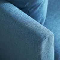 HOMCOM 2-Sitzer-Sofa Doppelsofa Couch, 2 Kissen, 137 cm x 78 cm x 78 cm, Blau + Natur(m-8)