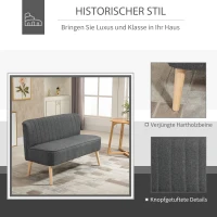 HOMCOM 2-Sitzer Sofa, weiche Polsterung, pflegeleichter Bezug, bis 150 kg, 117 x 56,5 x 77 cm, Dunkelgrau(m-4)