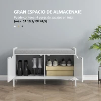 HOMCOM Banco Zapatero para Entrada Recibidor con Asiento Cojín Extraíble para 4 Pares de Zapatos 84x35x50 cm Blanco(m-4)