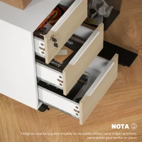 HOMCOM Mueble Archivador con Ruedas 3 Cajones Cerradura y 2 Llaves para Estudio Salón 40x40x63,5 cm Blanco y Roble(m-8)