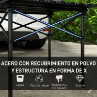 Outsunny Mesa de Camping Plegable y Portátil con Parte Superior Enrollable y Estructura Metálica Carga 30 kg 52x52x52 cm Negro(m-5)