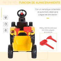 HOMCOM Tractor Pedal con Remolque para Niños 3 Años Juguete de Montar Coche de Pedales Carga 35 kg 133x42x51 cm Amarillo(m-7)