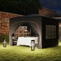 Outsunny 3 x 3m Pop-Up Gazebo Shelter, with Accessories - Black(m-8)