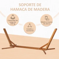 Outsunny Soporte para Hamaca de Madera Plegable Ajustable de 3 Niveles Estructura para Hamaca 217-380 cm de Longitud Carga Máx. 150 kg para Jardín Terraza 388x120x89 cm Teca(m-4)