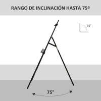 HOMCOM Caballete de Pintura de Madera Caballete de Dibujo con Ángulo Ajustable de 75° Soporte Trípode y Pincel para Lienzos 51,5x71,5x134,5 cm Negro(m-6)