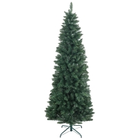 HOMCOM Árbol de Navidad Tipo Lápiz 210 cm con Base Plegable y 687 Ramas para Dormitorio Oficina Verde
