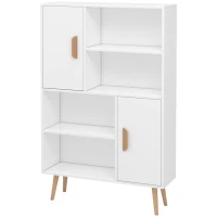 HOMCOM Kommode Sideboard Schubladenkommode Highboard Schrank Anrichte Schuhschrank Küchenregal Küchenschrank mit 2 Türen 5 Fächern Weiß 80 x 23,5 x 123 cm(m-10)