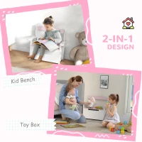 AIYAPLAY 2-in-1 Toy Box for Kids with Lid for Bedroom, Nursery, Playroom, Pink(m-4)