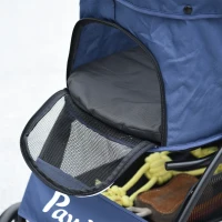 PawHut Poussette buggy pliable chien chat panier de rangement tissu 600D Oxford 4 roues 81 x 48 x 99 cm bleu(m-9)