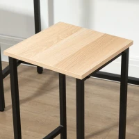 HOMCOM Bartisch-Set im Industrie-Design, 3-teilig, 1 Tisch, 2 Hocker, Schwarz + Natur(m-8)