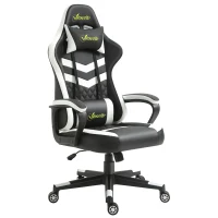 Vinsetto Gaming Chair, Computer Desk Chair with Lumbar Support, Faux Leather Racing Chair with Headrest and Swivel Wheels for Home Office, Black White(m-11)