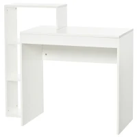 HOMCOM Compact Computer Desk with Storage Writing Table Modern for Flat Office Bedroom w/ Storage Shelf Rack Integrated Bookcase, White(m-11)