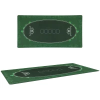 SPORTNOW Professional Poker Mat, Six-Player Water-resistant Poker Table with Felt Surface, Carry Bag, Green(m-1)