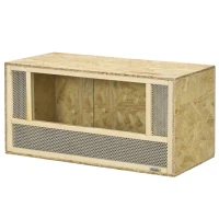 PawHut Terrario per Rettili in Legno con Porte in Vetro Scorrevoli e Pannelli in Rete, 40x80x40 cm(m-10)
