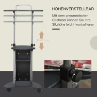 HOMCOM Laptoptisch Laptop Ständer Notebooktisch mit Rollen und Ablagefläche Computer Tablet höhenverstellbar Stahl + MDF Schwarz 54 x 40 x 80-115 cm(m-5)