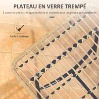 Outsunny Ensemble table et 4 chaise de jardin, 5 pièces en résine tressée, métal noir et verre trempé - coussins inclus(m-5)