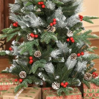 HOMCOM Árbol de Navidad Artificial 120 cm con 266 Ramas 27 Piñas y 27 Bayas Decoración Navideña para Interiores Verde(m-9)