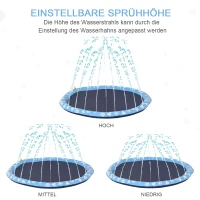 PawHut Hundepool, Planschbecken, mit Wasserdüse, rund, rutschfest, blau, Ø170 cm(m-6)