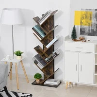 HOMCOM Libreria ad Albero in Legno, Scaffale Salvaspazio a Colonna con 10 Ripiani in Stile Industriale, 50x28x142cm(m-2)