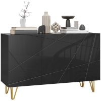 HOMCOM Modern Luxe High Gloss Sideboard, with Hairpin Legs - Black
