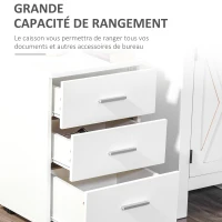 HOMCOM Caisson de Bureau Rangement Bureau sur Roulettes 3 Tiroirs Verrouillables 40 x 40 x 61,5 cm Blanc(m-6)