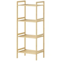 HOMCOM Four-Tier Bamboo Adjustable Shelf Storage Unit(m-11)