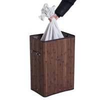 HOMCOM Panier à Linge en Bambou Brun Foncé(m-7)