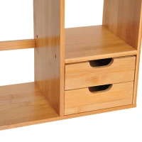 HOMCOM Organizador de Escritorio Mesa de Bambú Estantería Sobremesa Estante de Almacenamiento Multifuncional para Oficina Libros 48x19.5x46cm(m-8)