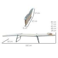 Outsunny Set 2 Lettini Prendisole Pieghevoli con Schienale Reclinabile a 4 Livelli, Metallo e Tessuto a Rete, Beige(m-3)