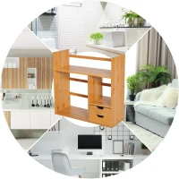 HOMCOM Étagère Livre Bureau Bibliothèque Stockage Organisateur Bureau Cuisine Salle de Bain Bois de Bambou Naturel(m-6)