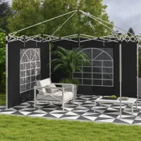 Outsunny Gazebo Side Panels, 2 Pack Sides Replacement, for 3x3(m) or 3x6m Pop Up Gazebo, with Windows and Doors, Black(m-2)