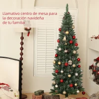 HOMCOM Árbol de Navidad Artificial 180 cm con 618 Ramas 30 Piñas y Soporte de Metal Árbol Navideño para Salón Interior Verde(m-4)