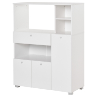 HOMCOM Mueble Auxiliar de Cocina Mueble para Microondas Aparador de Cocina con Cajón Estantes 3 Puertas 3 Compartimientos Diseño Anti-vuelco para Comedor 90x40x120 cm Blanco
