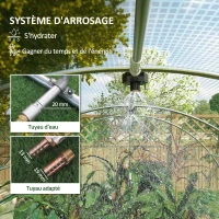 Outsunny Serre de Jardin Tunnel 12 m² 4L x 3l x 2H m Acier renforcé + PE Haute densité 140 g/m² 8 fenêtres Porte enroulable Vert(m-4)