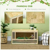 PawHut Terrarium en bois OSB pour reptiles et batraciens avec porte coulissante en verre - 80 x 40 x 40 cm naturel(m-5)