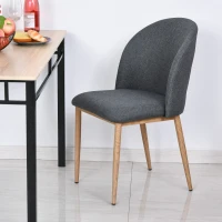 HOMCOM Set 2 Sedie Sala da Pranzo, Seduta Imbottita ed Ergonomica con Gambe in Acciaio e Rivestimento in Lino 50 x 58 x 85cm(m-7)