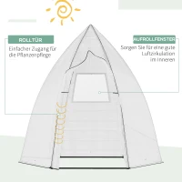 Outsunny Mini Gewächshaus Überwinterungszelt für Pflanzen mit Rolltür Garten Balkon Winterschutz Weiß 160 x 140 x 180 cm(m-5)