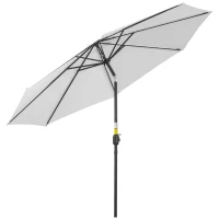 Outsunny Parasol de jardin extérieur Parasol droit inclinable Ø 3 m en métal Rond Polyester 180g/m² manivelle inclinable Blanc(m-1)