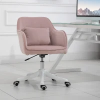 Vinsetto Velvet-Feel Office Chair with Rechargeable Electric Vibration Massage Lumbar Pillow, Wheels, Pink(m-2)
