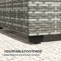 Outsunny 90 x 50cm Glass-Top Rattan Side Table - Light Grey(m-7)