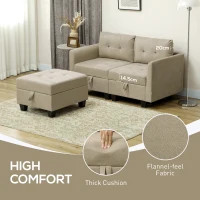 HOMCOM 'L' Shape Modular Storage Sofa - Light Brown(m-6)