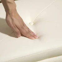 HOMCOM Baúl de Almacenaje para Dormitorio 33L Tapizado en PU Banco de Almacenaje con Patas de Madera 60x38x40 cm Crema(m-9)