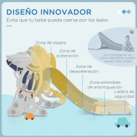 AIYAPLAY Juego de Tobogán y Columpio para Niños 3 en 1 Columpio para Niños de 18-48 Meses Carga 30 kg 150x185x92 cm Blanco y Azul(m-5)