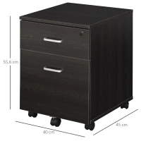Vinsetto Archivador Móvil para Archivos A4 con Ruedas Gabinete de Archivos Suspendidos con 2 Cajones y Cerradura 40x45x55,6 cm wengué(m-3)