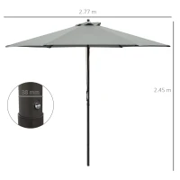 Outsunny 2.8m Garden Parasol Umbrella, Round Outdoor Market Table Umbrella Sun Shade Canopy, Dark Grey(m-5)