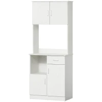 HOMCOM Armario de Cocina con 1 Cajón Estante Ajustable y Estante Abierto Estilo Moderno Antivuelco 71x41x178 cm Blanco(m-11)