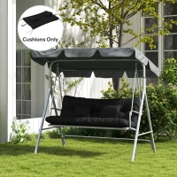 Outsunny Back and Seat Cushion Replacement with 2 Pillows, Patio Chair Cushions Set with Ties, Black(m-10)