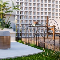 Outsunny Gartenzaun Zaun Stahl 300 cm x 70 cm hoch Dekorativer Gitterzaun Set Zaunelemente Schwarz(m-8)