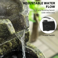 Outsunny Garden Water Feature Waterfall Fountain with 4-Tier Stone Look Bowls, Adjustable Flow(m-5)